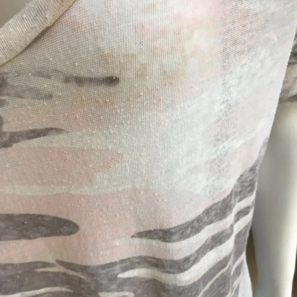 Z Supply Camo Burnout Sheer Short Sleeve Tunic Shirt with Pocket Women's Size M - Picture 5 of 8